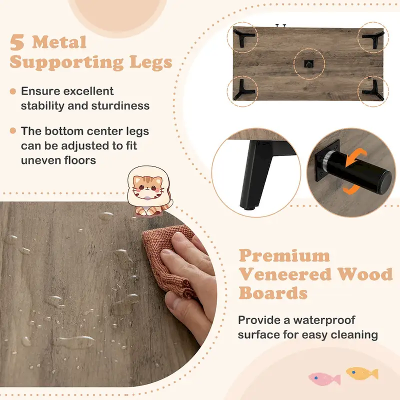 Gymax Cat Litter Box Enclosure 5-in-1 Enlarged Cat Litter Cabinet