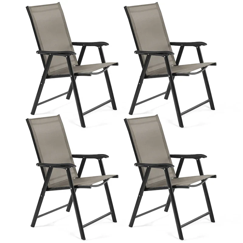 Yaheetech 4pcs Folding Dining Chairs Patio Dining Chairs with Backrest and Armrests