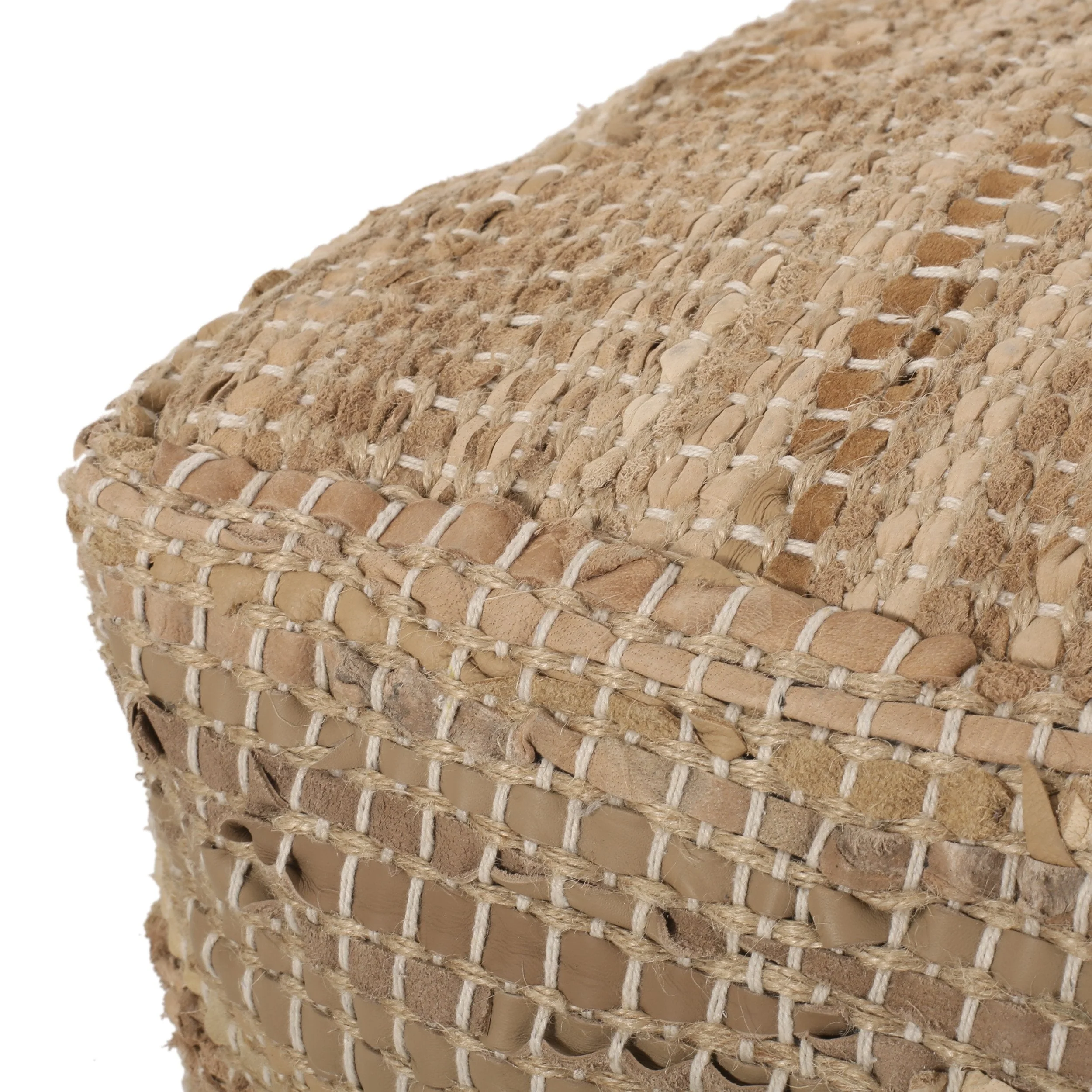 Boho Handcrafted Fabric Cube Pouf - NH114413