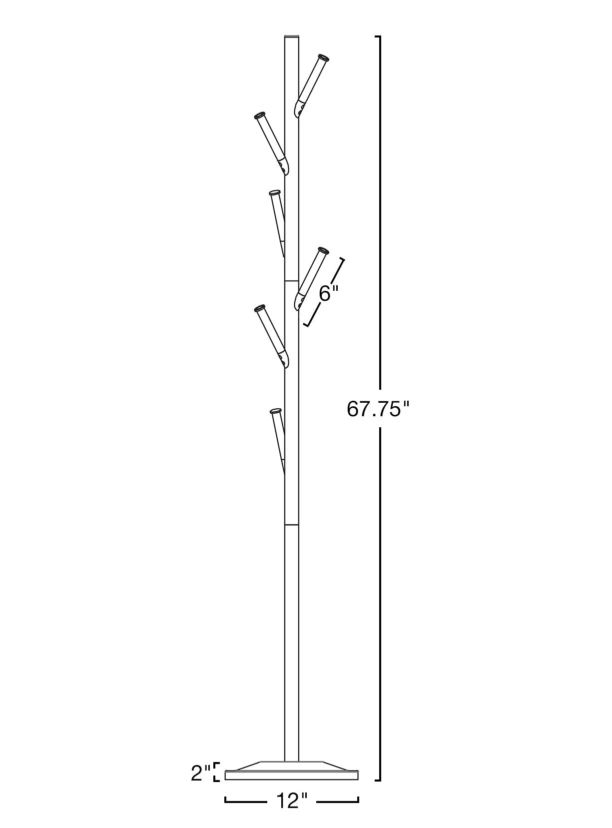 Addison 68 Modern 6 Hook Free Standing Metal Coat Rack, Oil-Rubbed Bronze
