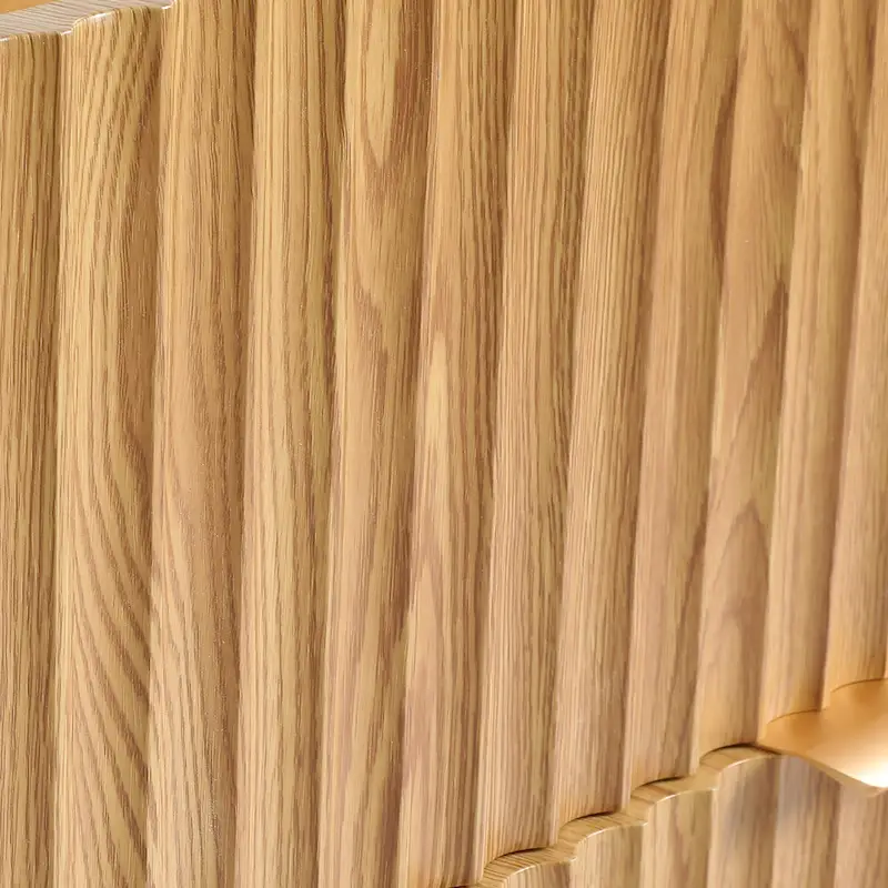 Moasis Modern Fluted 3-Drawer Dresser Chest of Drawers Natural Oak