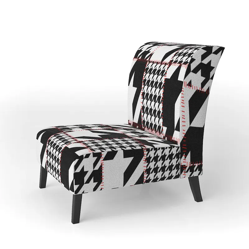 Designart Classic Houndstooth Pattern Upholstered Mid-Century Accent Chair - Arm Chair