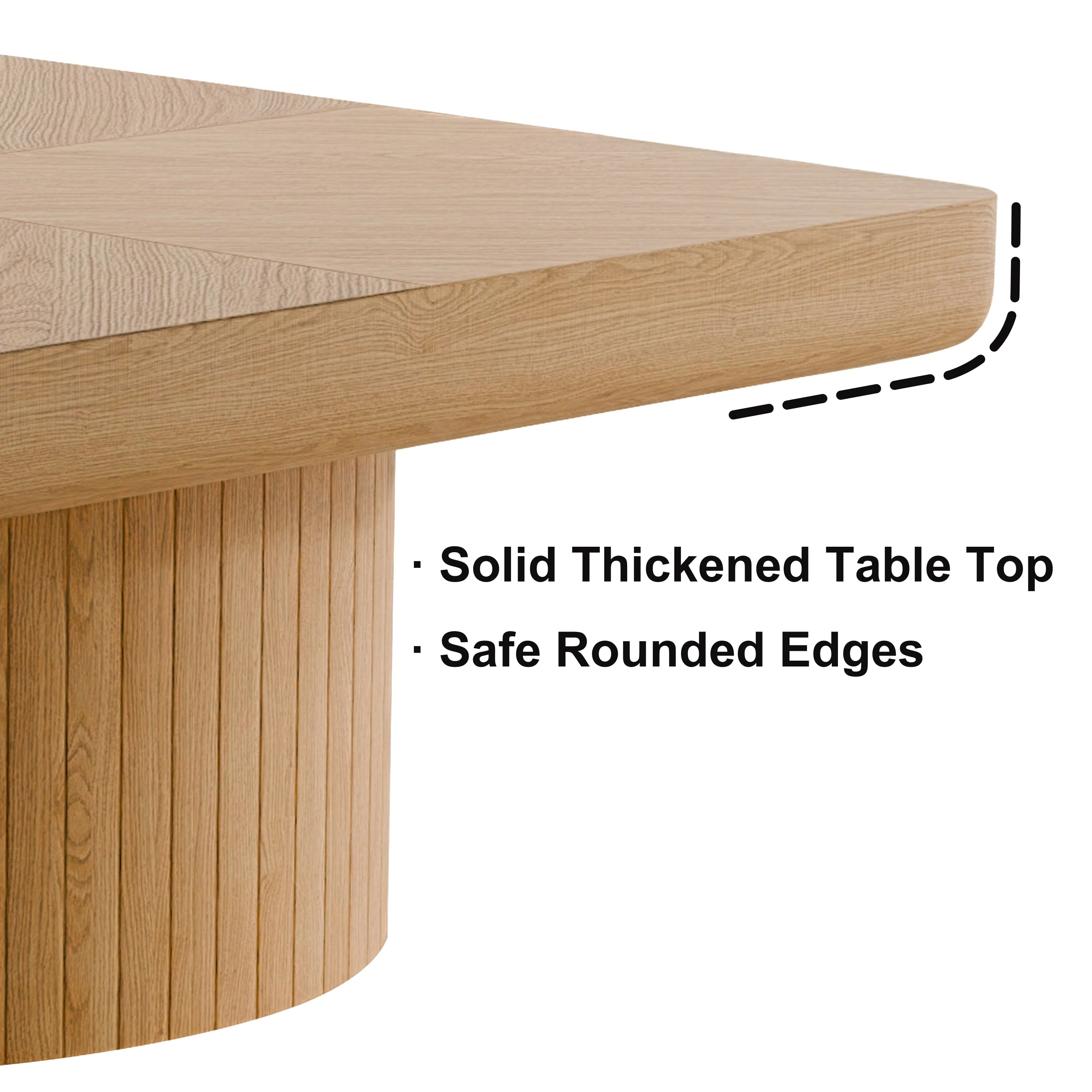 Modern Veneer 34.6'' Square Fluted Cylindrical Base Coffee Table