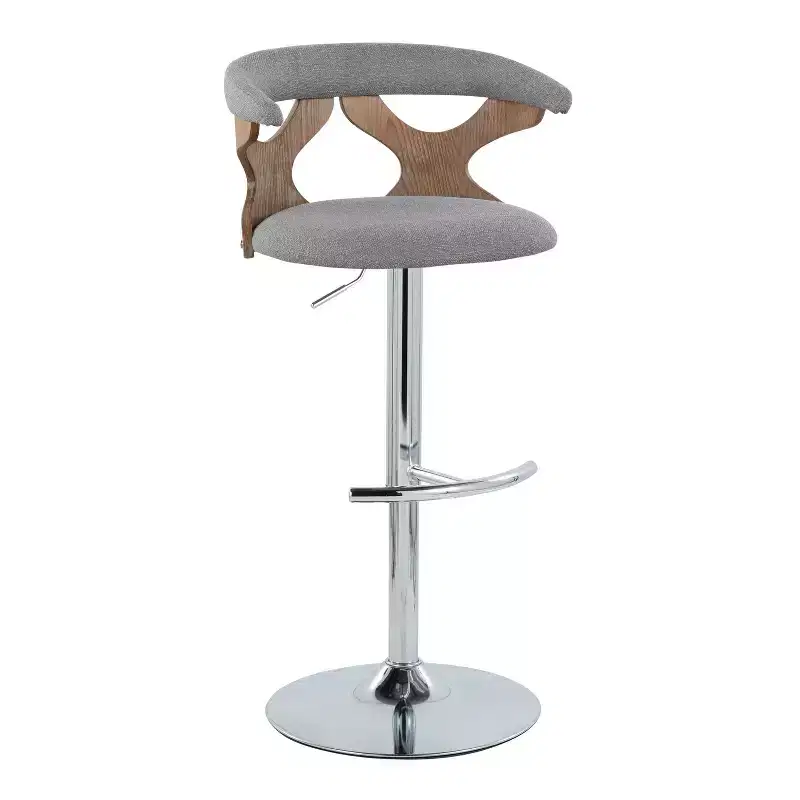 LumiSource Set of 2 Gardenia Adjustable Barstools Chrome Fabric