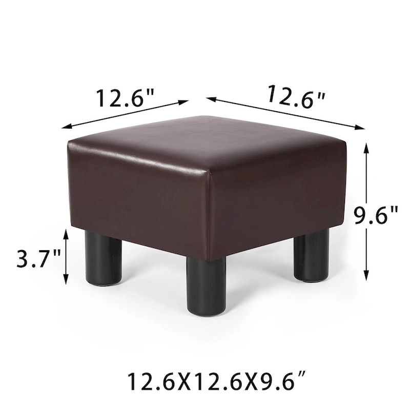 Adeco Footrest Stool Faux Leather Ottoman with Thick Upholstery