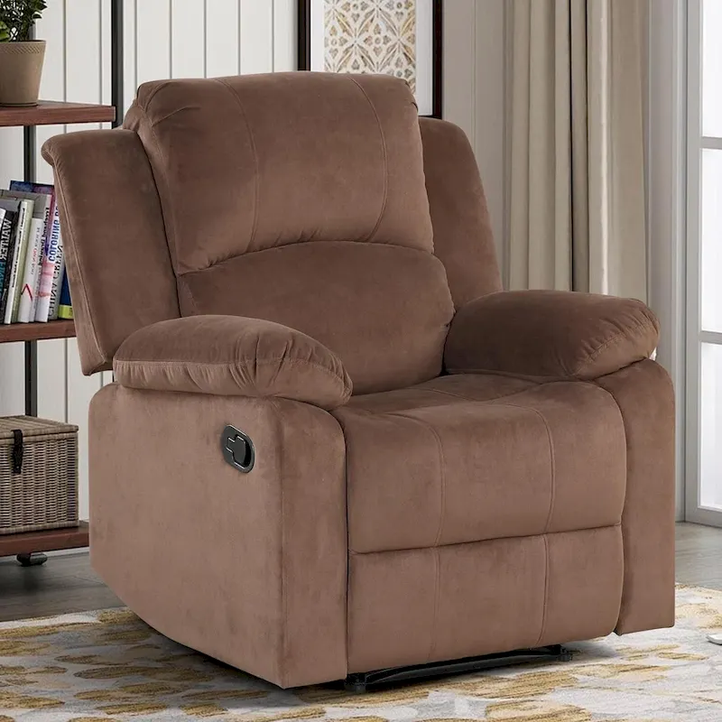 Manual Recliner Chair, Soft Fabric Overstuffed Recliner Single Sofa Chair for Living Room Bedroom