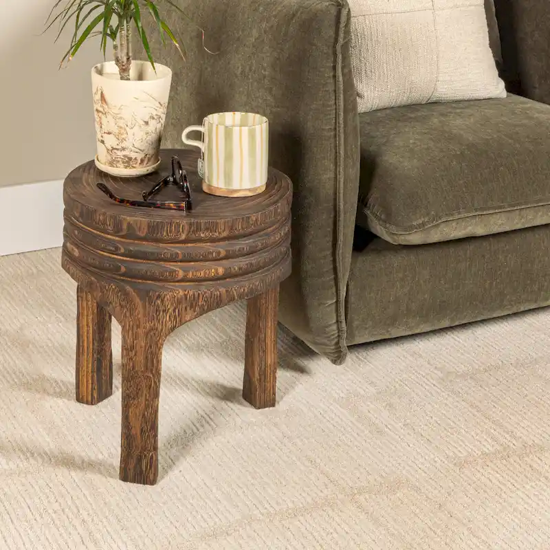 Paulownia Wood Carved Stool