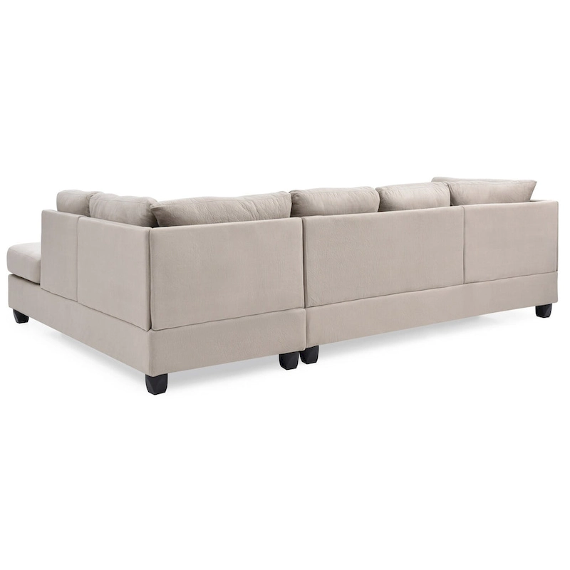 Malone 111 in. Suede 4-Seater Sectional Sofa with 2-Throw Pillow - 111L x 78W x 34H