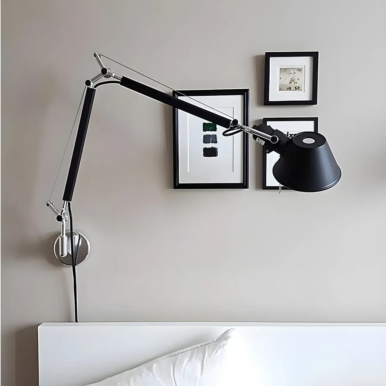 28.5 Modern Black Swing Arm Wall Light for Interior Spaces
