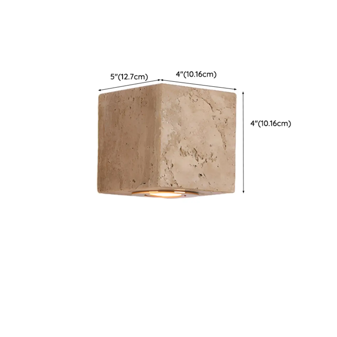 Modern Stone Beige Cube with Globe Wall Sconce