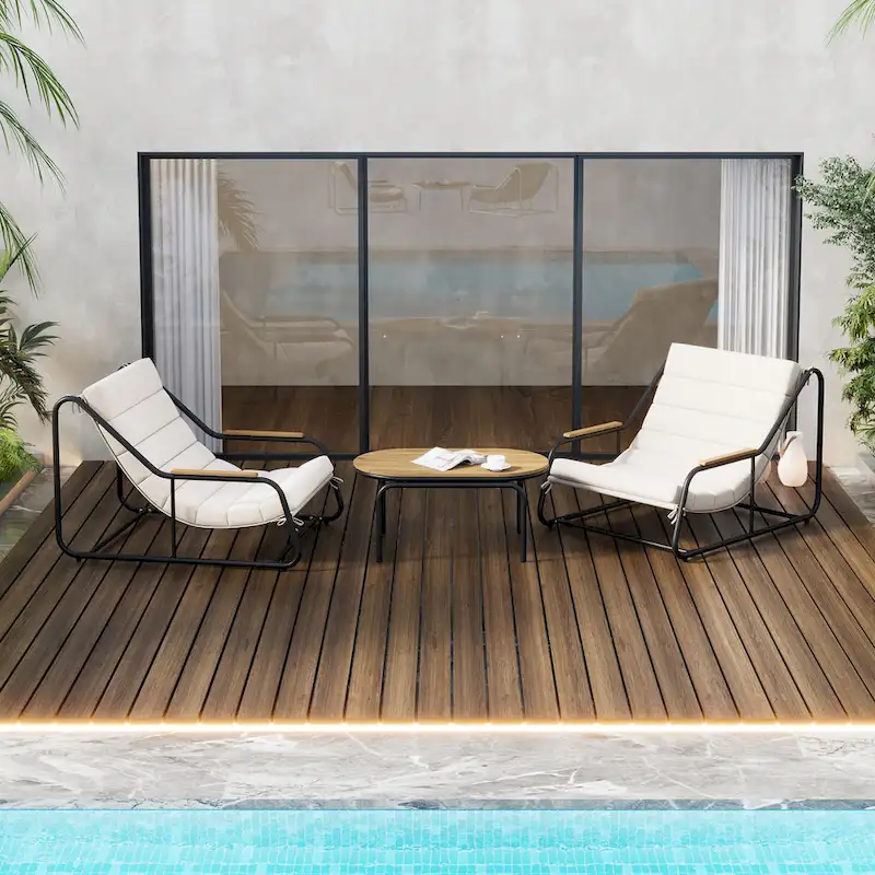Outdoor Chaise Lounge Chairs Set of 3