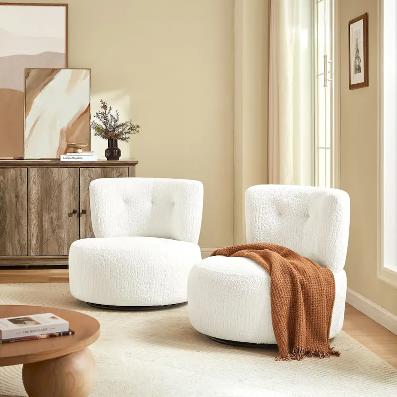 Art Leon Flannel Upholstered Swivel Accent Chair