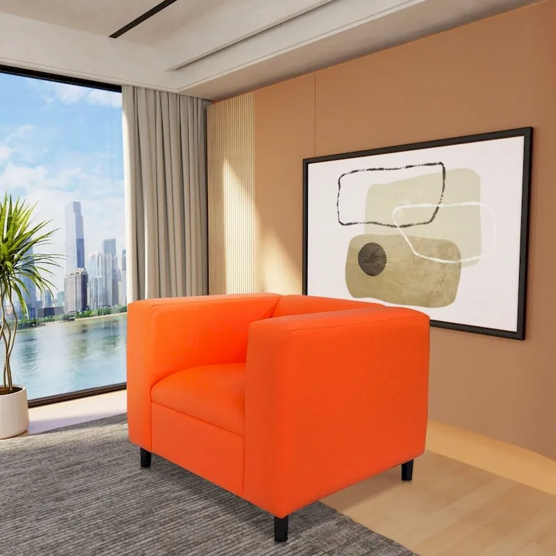 Coast to Coast Sofas Mid Century Modern Sofa Chair Faux Leather Solid Wood Frame Upholstered