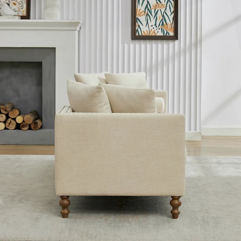 Upholstered Chaise Lounge with Nailhead Trim