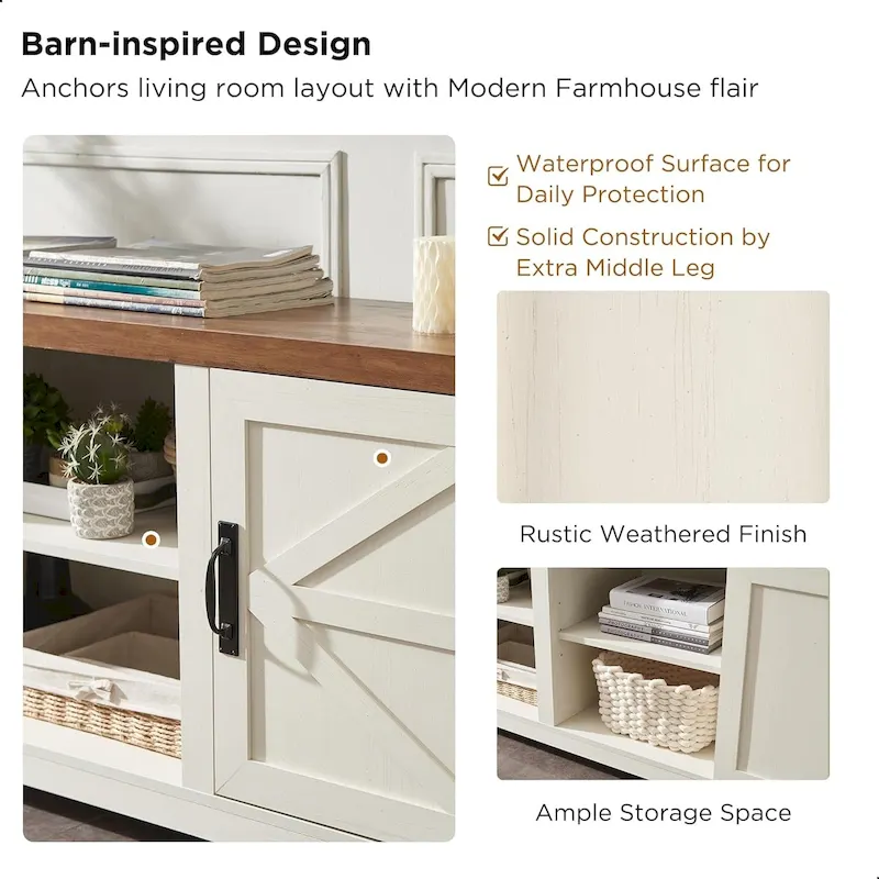 Farmhouse TV Stand, Television Console Table, Entertainment Center