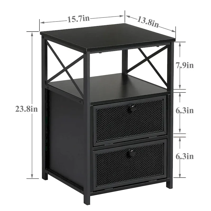 Taomika 3-pieces Industrial Modern Bed Frame and Nightstands Set