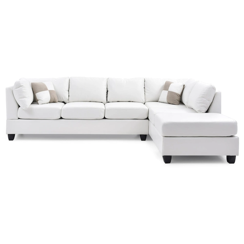 Malone 111 in. Faux Leather 4-Seater Sectional Sofa with 2-Throw Pillow - 111 L x 78 W x 34 H