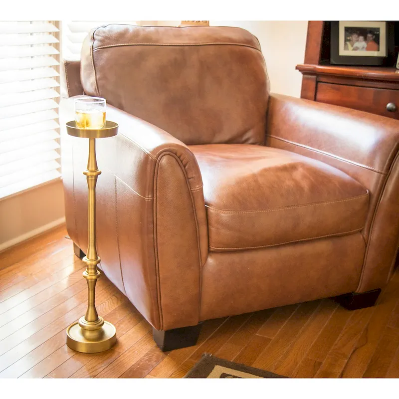 Glam 6in. Round Pedestal Martini SideTable, Brass