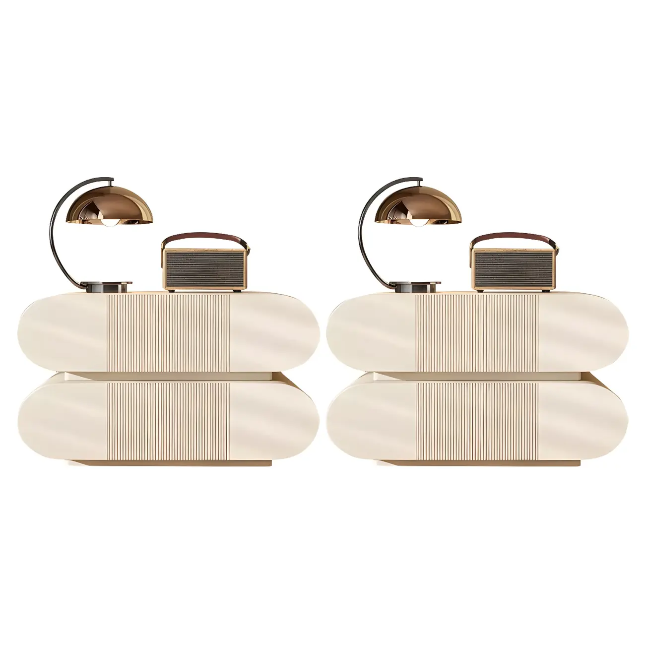 Modern Wood Striped White 2-Drawer Nightstand