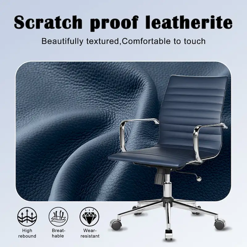 CAROCC Ribbed Computer Office Chair Swivel Lift tilt function Ergonomic Premium Leather Desk Armchair
