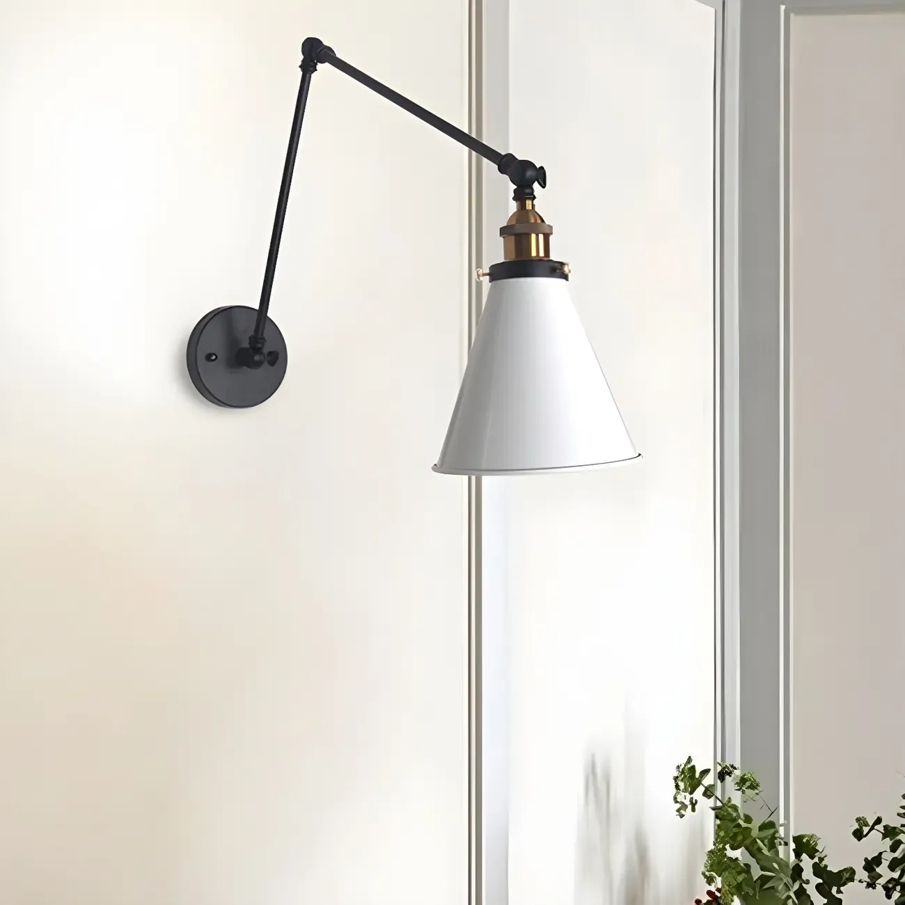 Modern Metal Tapered Swing Arm Wall Light