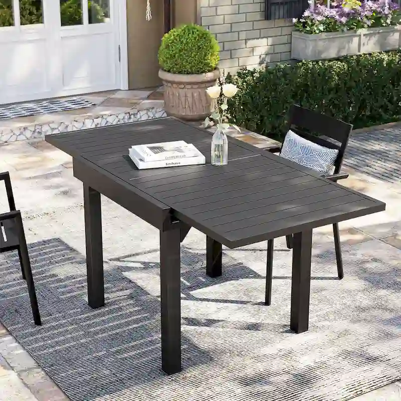 Pellebant Outdoor Extendable Patio Dining Table - 63  / 31.5  (L) x 31.5  W x 29.5  H