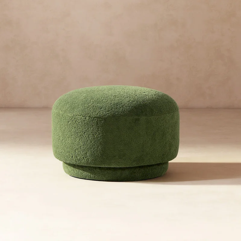 Fuji 15   Faux Sherpa Mushroom Footstool Ottoman