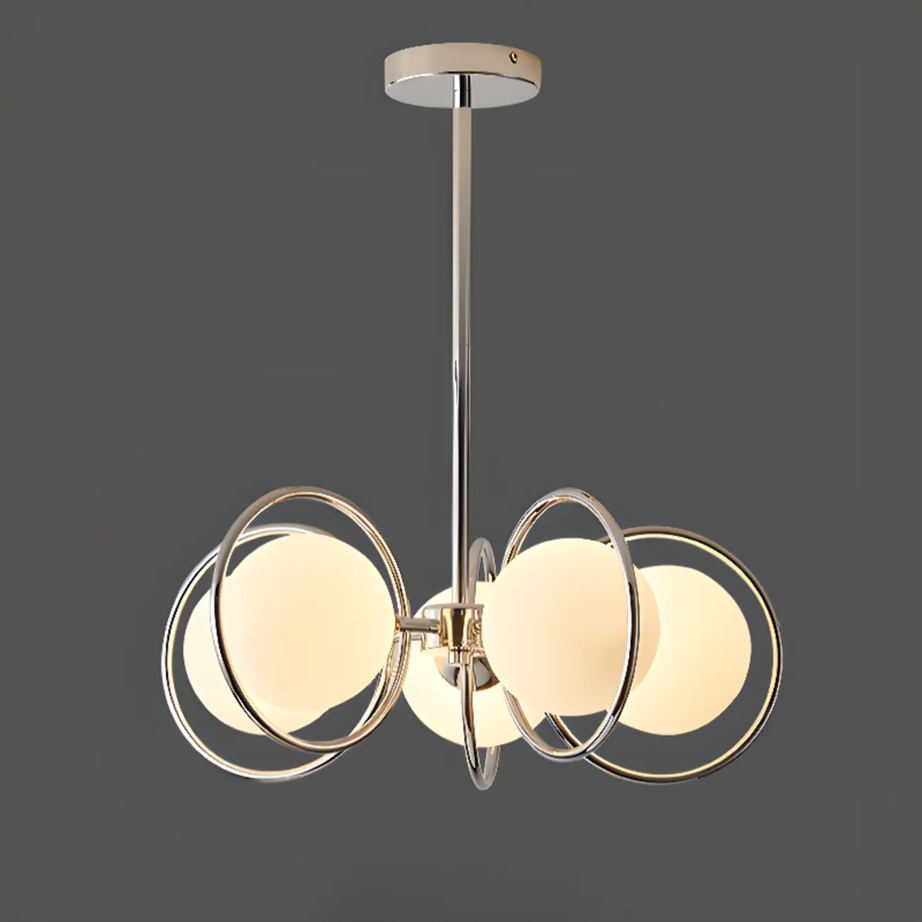 Modern LED Globe Chandelier with Circular Glass Design