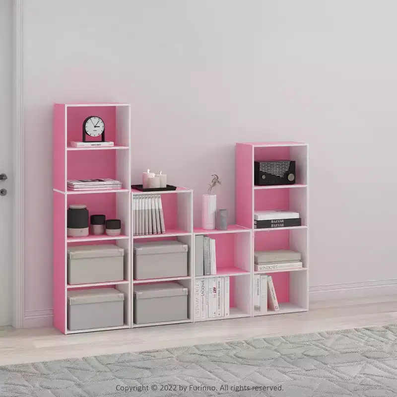 2-Shelf Desktop Bookcase, Pink/White, Single User