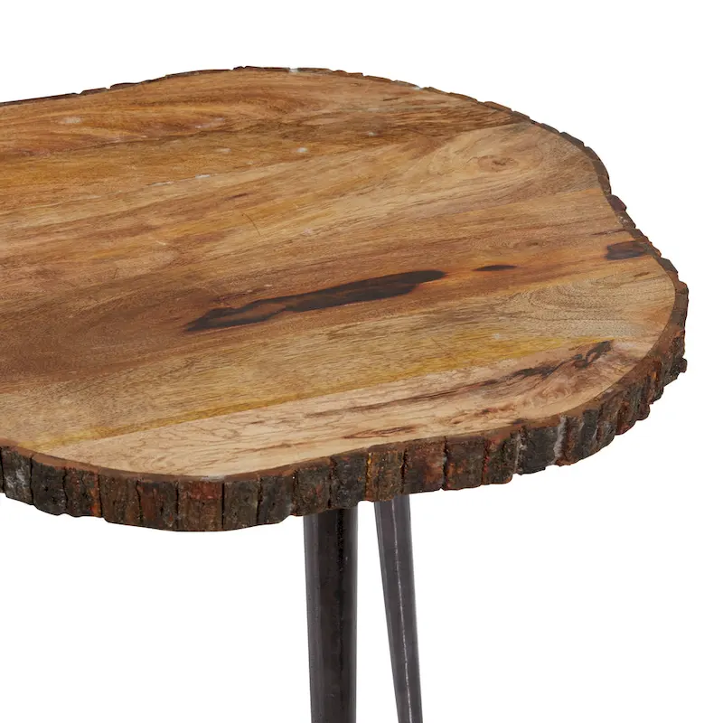 Rustic Wood End Table - Brown, 21W x 21L x 25H