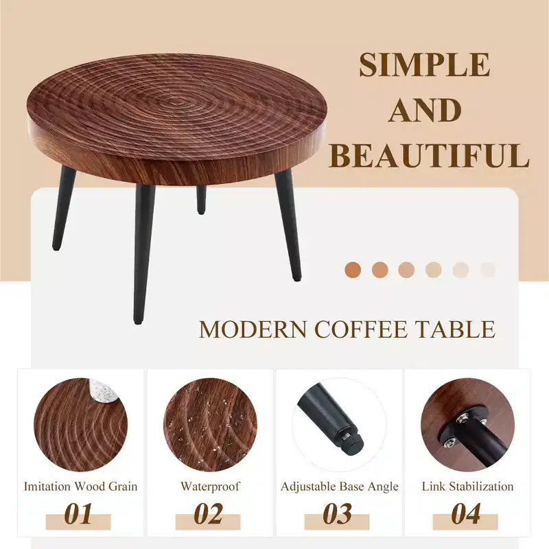 GDFStudio Hugo Modern Round Coffee Table
