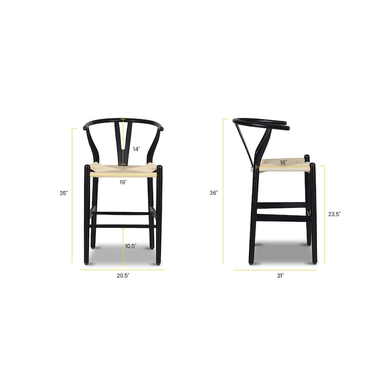 Poly & Bark Weave 23.5 Seat Height Counter Stool - Solid Wood with Woven Seat