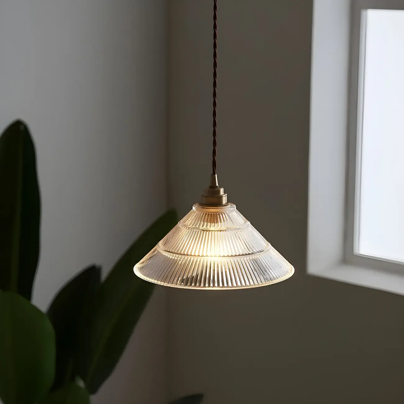 Industrial Clear Glass Cone Pendant Light Fixture