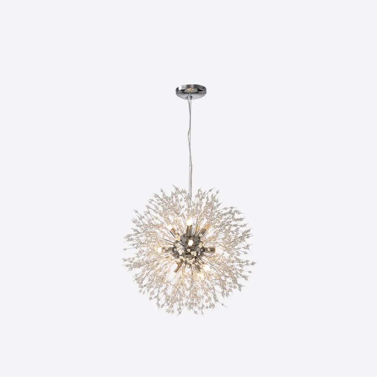 Modern Crystal Globe Chandelier with Starburst Design