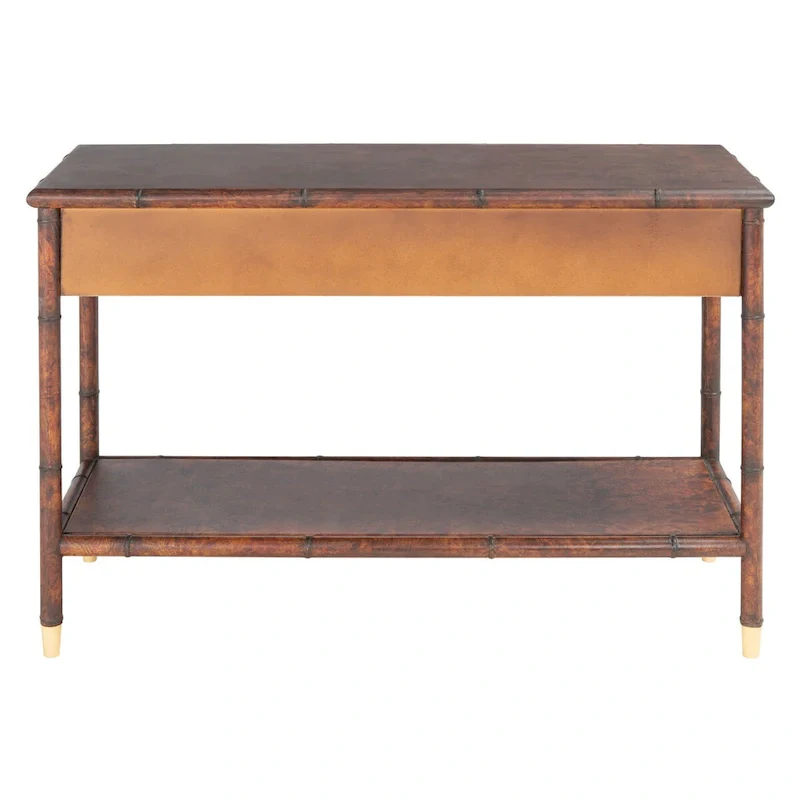 SAFAVIEH Franc Dark Brown/ Gold 2-Drawer 1-Shelf Console Table - 42 W x 15.8 L x 29 H - 42Wx16Dx29H