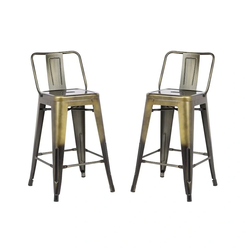 AC Pacific 30 Inch Metal Barstool Set of 2