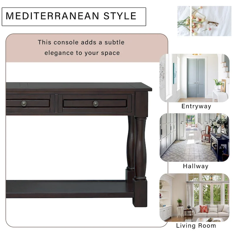 Merax 64 Long Extra-thick Console Table with Drawers and Shelf
