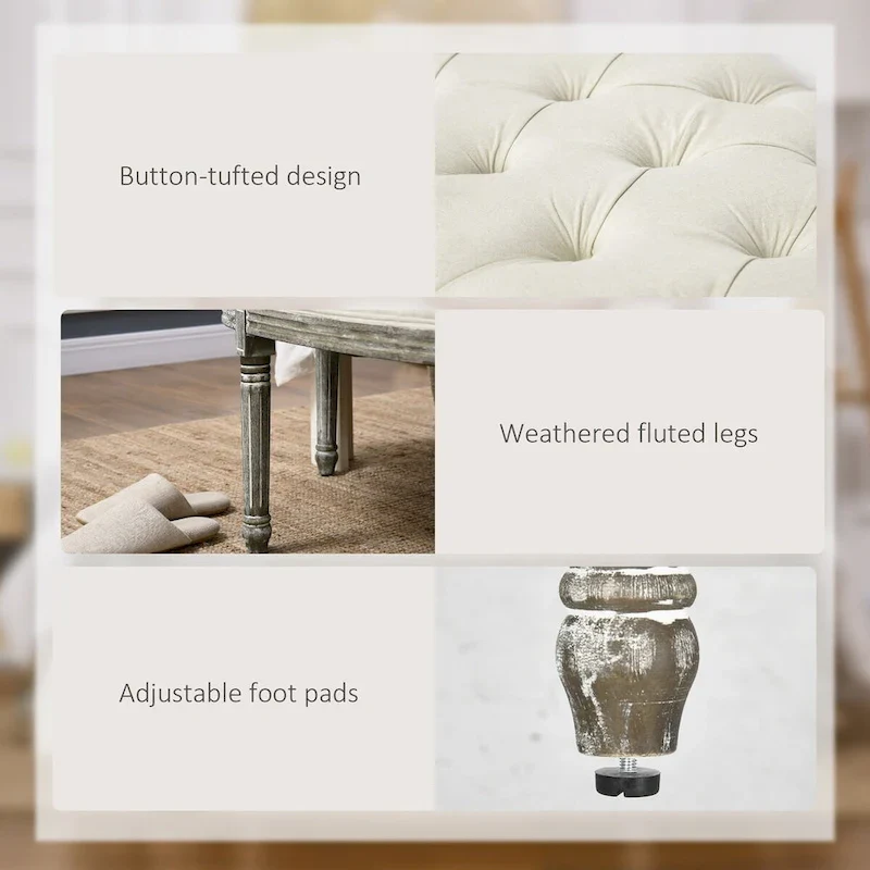 Semi-Circle End of Bed Bench with Tufted Design