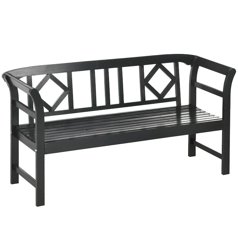 Outdoor 3 Person Garden Bench with Backrest and Armrests