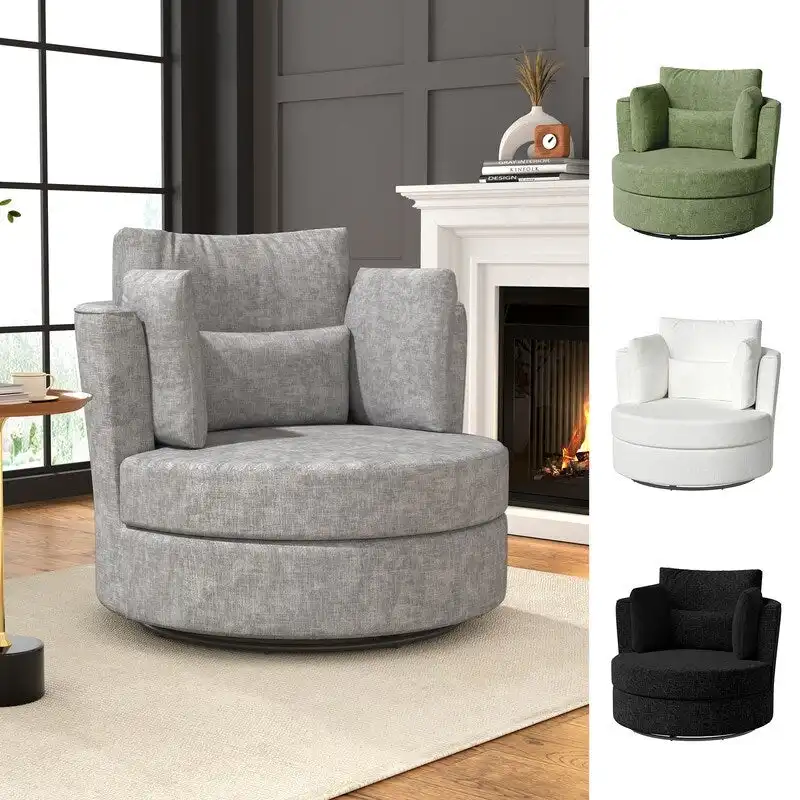 Chenille Swivel 34.7 Wide Soft Modern Upholstered Accent Chair