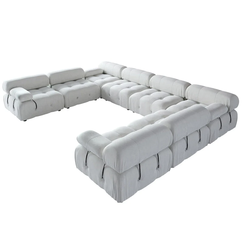 8-piece U-Shape Velvet Fabric Modular Sectional Sofa--138.6