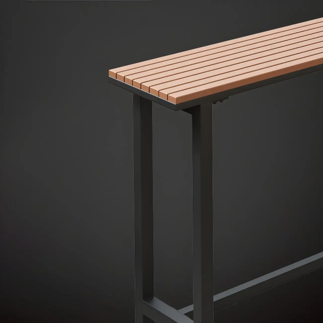 Rectangular Brown Tall Wood Bar Table Metal Base