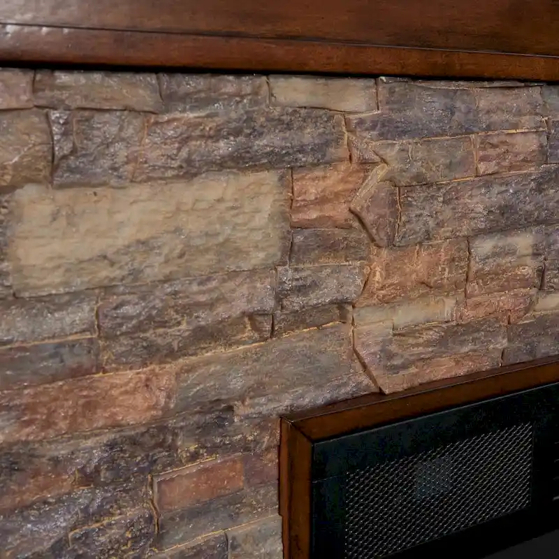 Electric Fireplace with a 60-inch Faux Stone Mantel