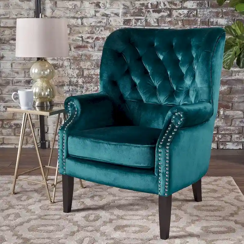 Tomlin Nailhead Velvet Club Chair by Christopher Knight Home