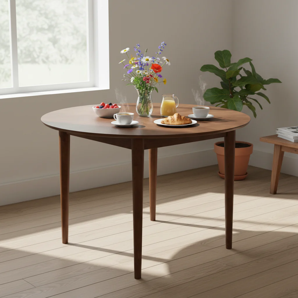Walnut 47-inch Round Leg Dining Table