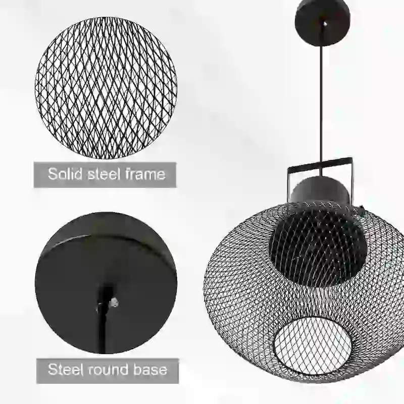 HOMCOM Chandelier Industrial Pendant Light with Adjustable Hanging Chain, Ceiling-Connecting Metal Round Base, Black
