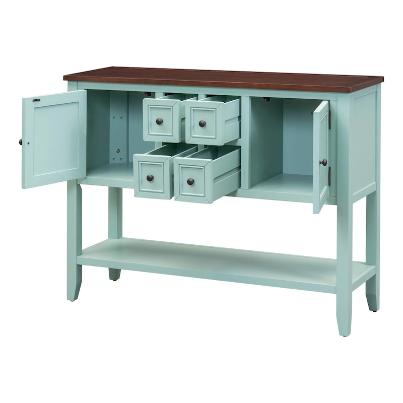 Nestfair Retro Sideboard Console Table with Drawers and Bottom Shelf