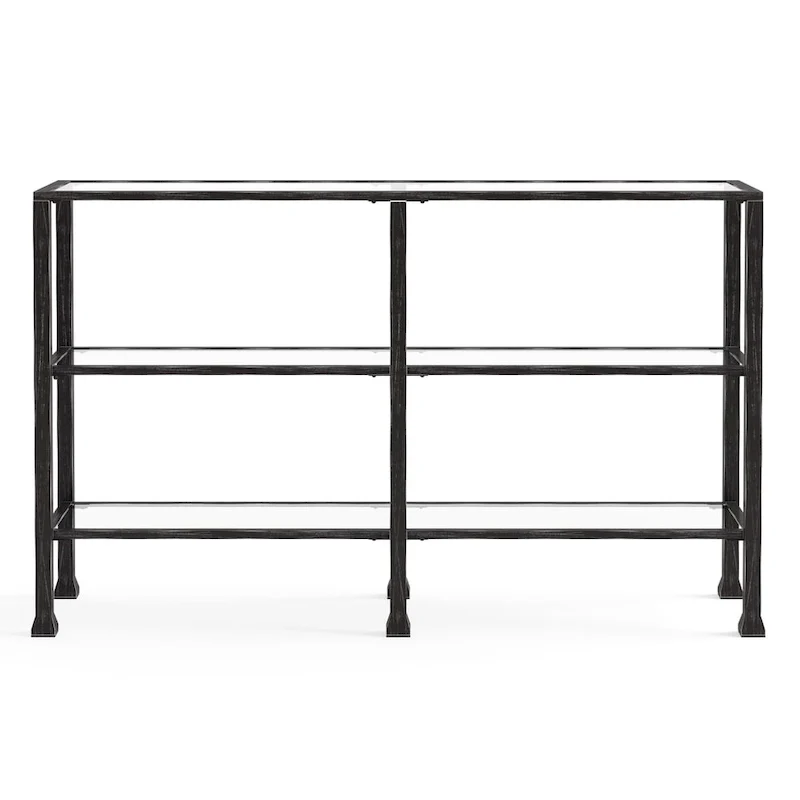 SEI Furniture Esther 3-tier Black Metal and Glass Console Table