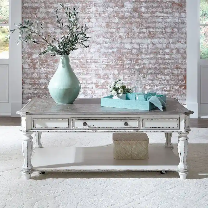 Magnolia Manor Antique White Rectangular Cocktail Table