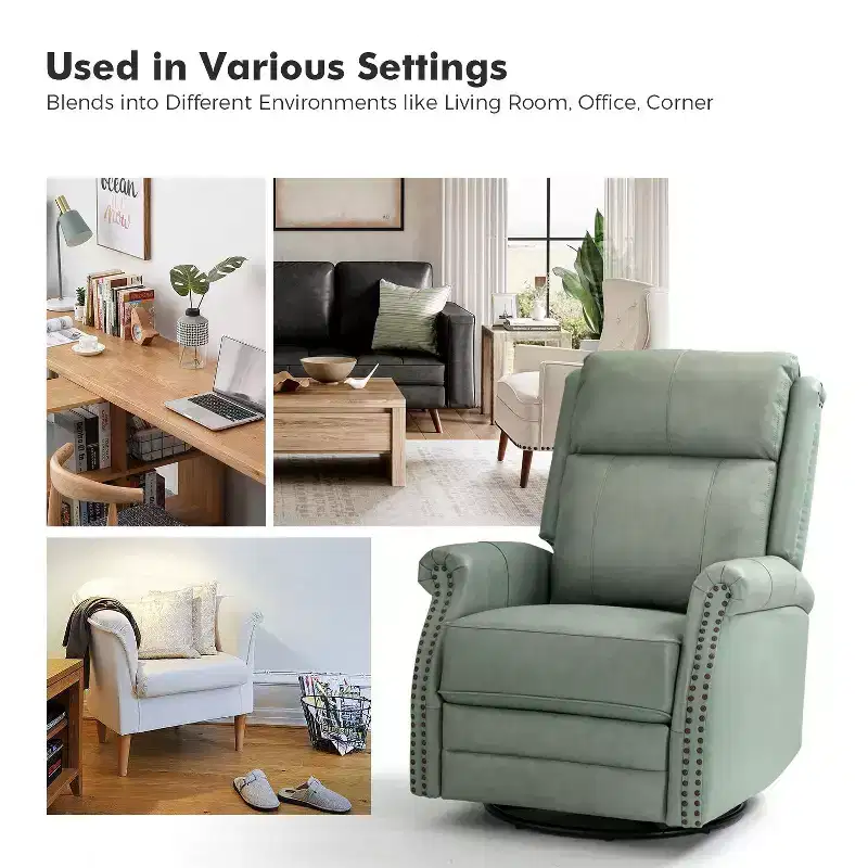 Irene 30.5 Wide Genuine Leather Manual Recliner with Rolled Arms Set of 2| ART OF LIVING DESIGNS